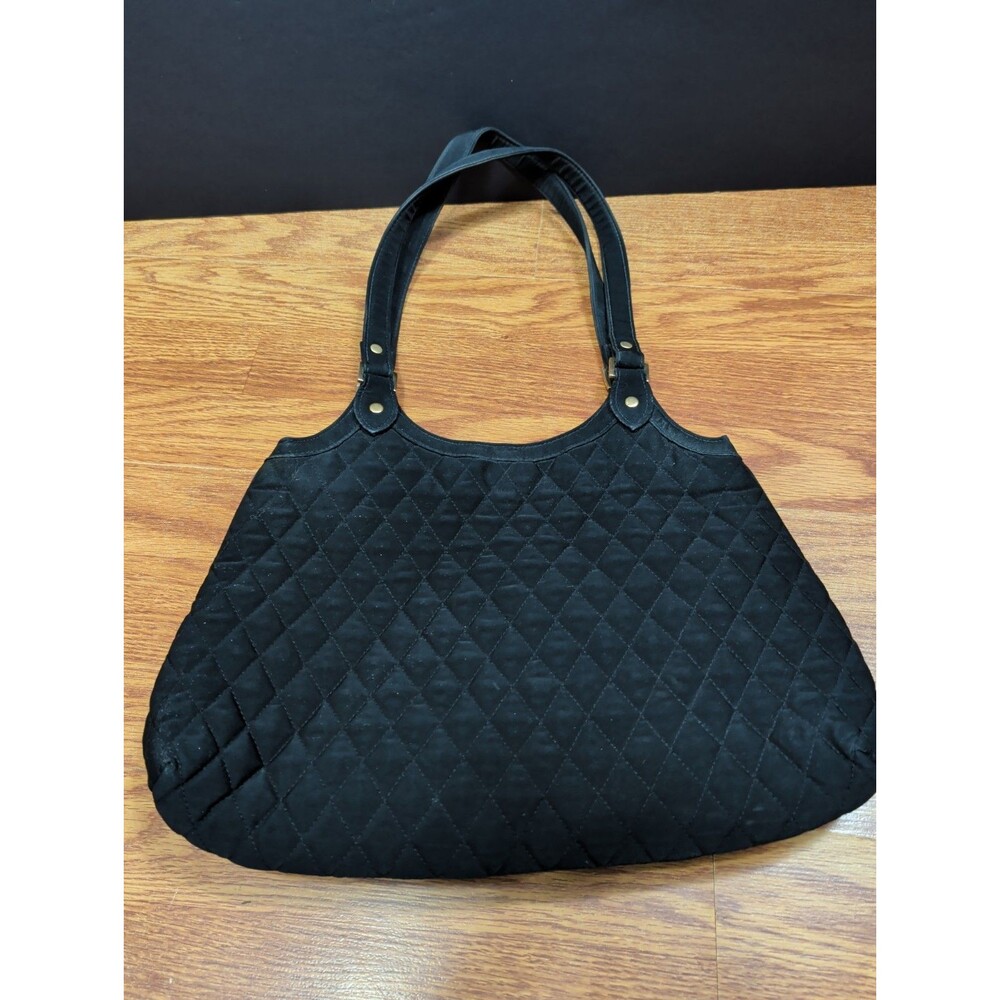 Vera Bradley Black Quilted Shoulder Tote Bag Purse 14x11 Large Handbag